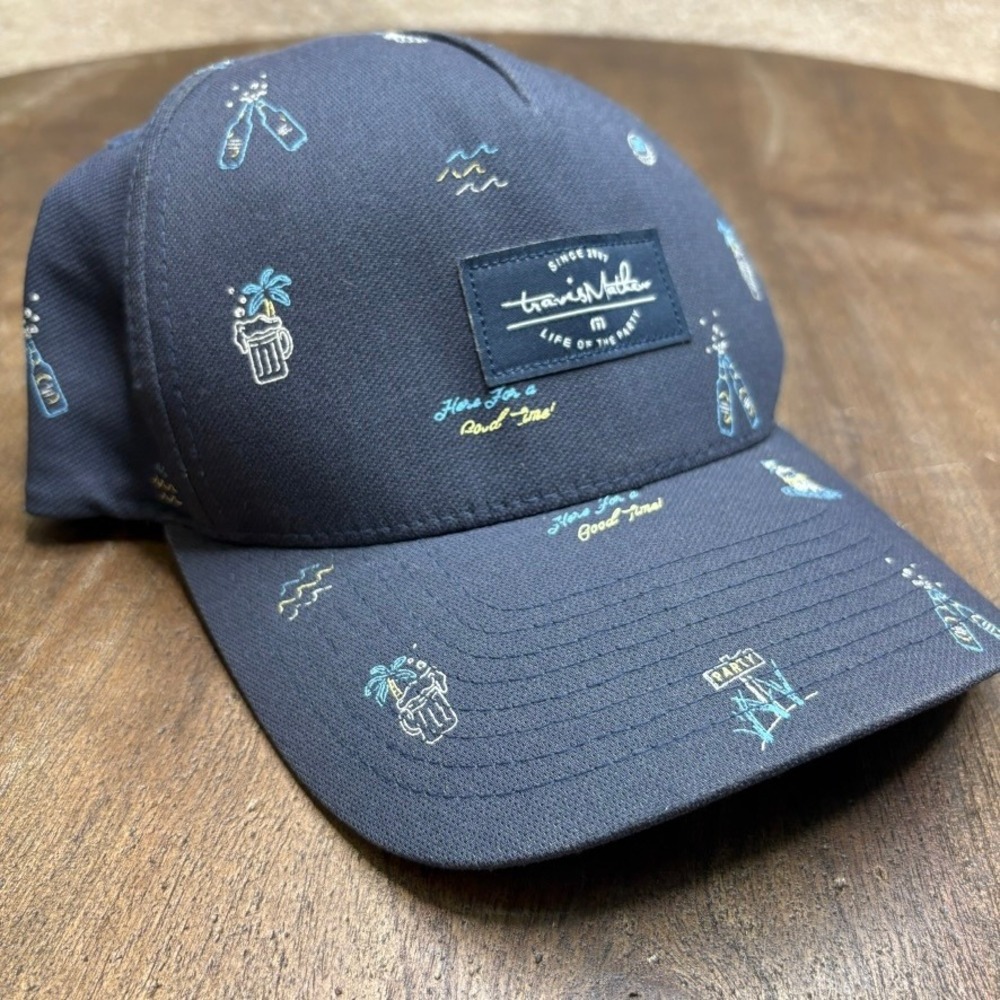 Travis Mathew Snapback‎ Golf Hat Blue Life of the Party Flexfit 110 Tech